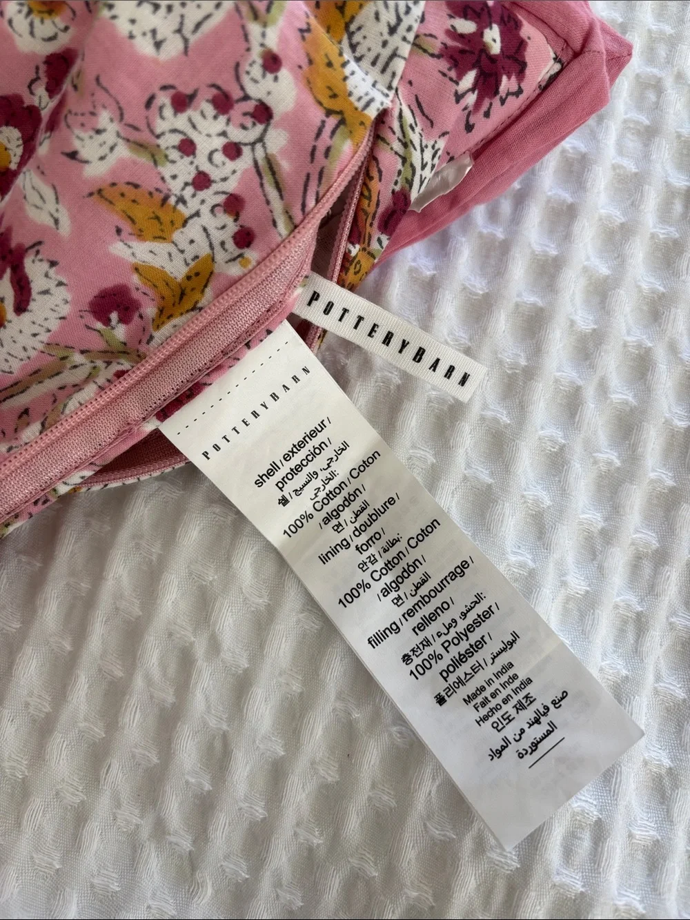 Pottery Barn Shannon Reversible Quilted Floral Pillow Shams Blue Pink Euro 26x26